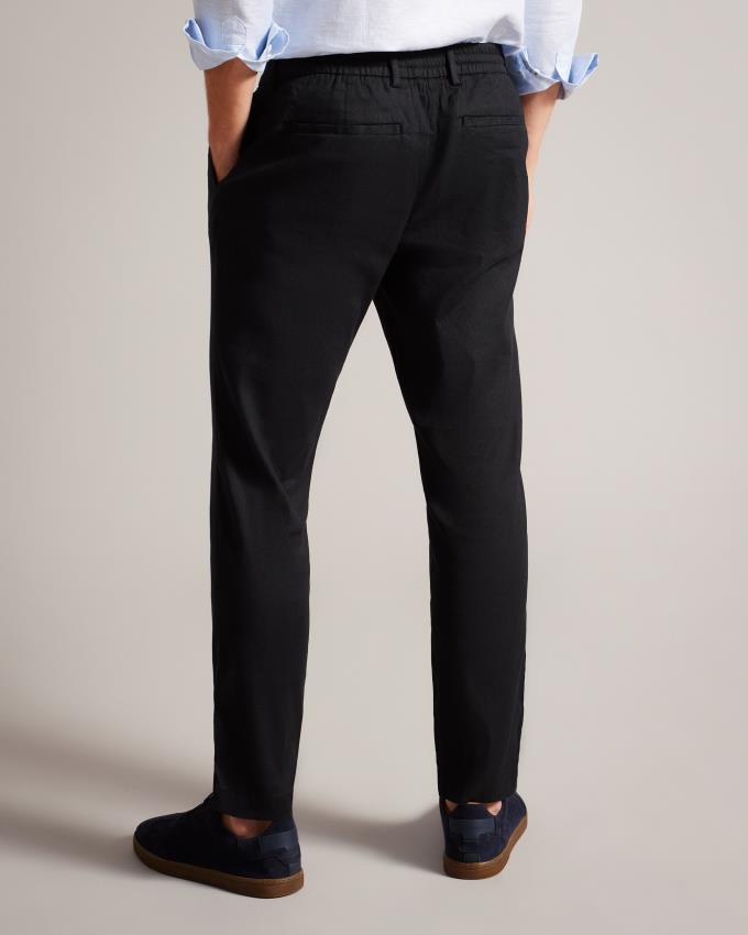 Pantalon Ted Baker Linen Blend Elasticated Noir Homme | CLD-01588958